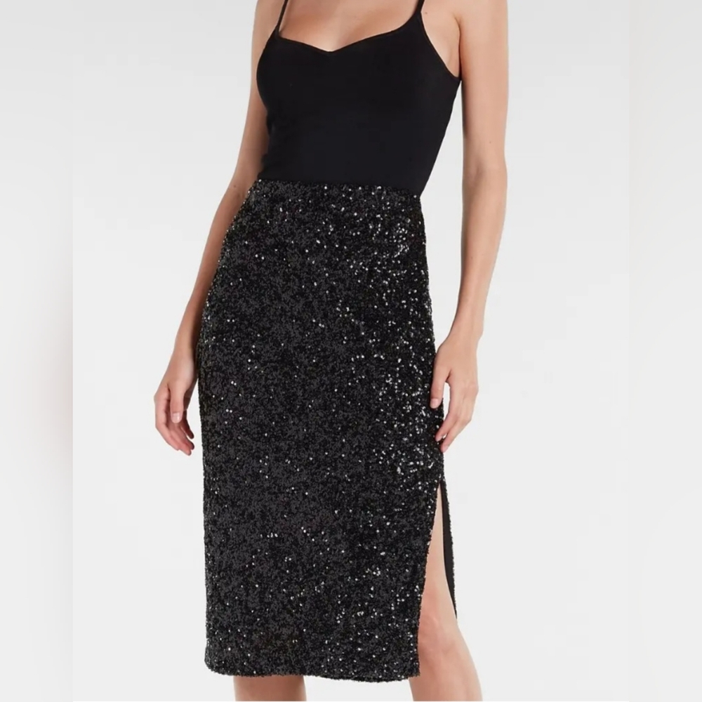 Express EDITION sequin pencil skirt with side slit